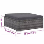 vidaXL Patio Lounge Set - 6-Piece Poly Rattan Gray Sectional Sofa Set with Coffee Table and Ottoman - Comfortable Outdoor Seating with Cushions