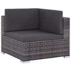 vidaXL Patio Lounge Set - 6-Piece Poly Rattan Gray Sectional Sofa Set with Coffee Table and Ottoman - Comfortable Outdoor Seating with Cushions
