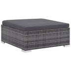 vidaXL Patio Lounge Set - 6-Piece Poly Rattan Gray Sectional Sofa Set with Coffee Table and Ottoman - Comfortable Outdoor Seating with Cushions