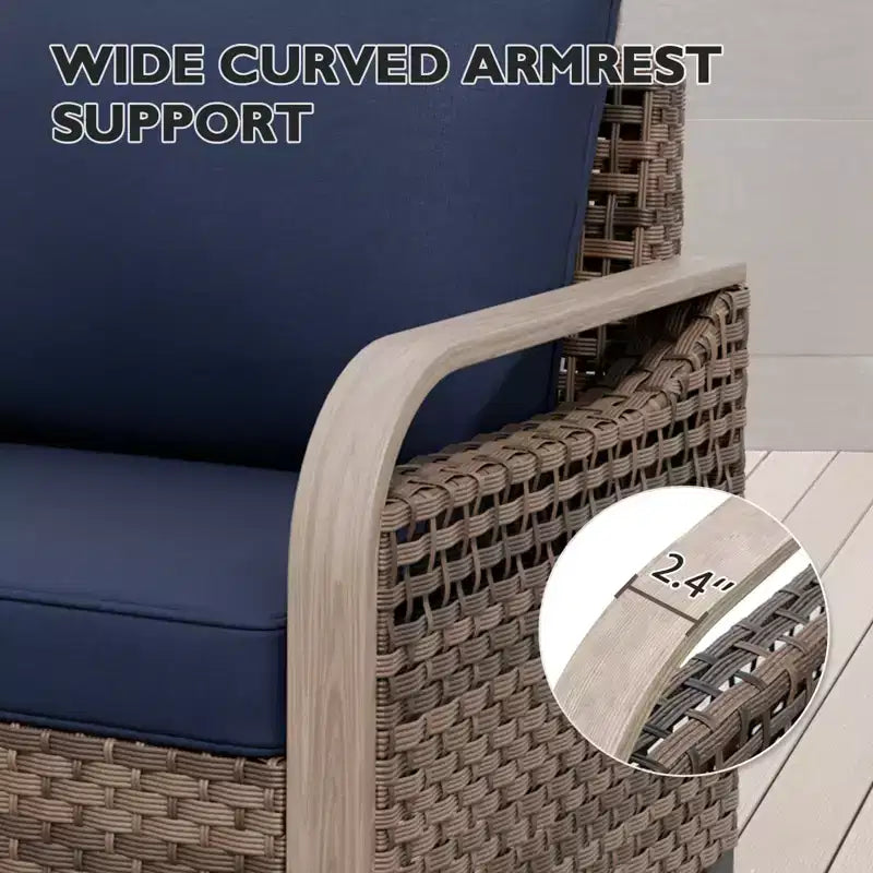 Outdoor Rattan Furniture Set Patio Seating Set Patio Loveseat with Ottoman