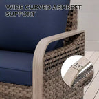 Outdoor Rattan Furniture Set Patio Seating Set Patio Loveseat with Ottoman