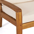 GDFStudio Parma Outdoor Acacia Wood 7 Seater Sectional Sofa Chat Set with Ottoman