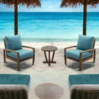 Courtyard Casual Avalon FSC Teak 3 pc Seating Set Includes: Two Club Chairs and One Round End Table