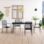 vidaXL Garden Dining Set 5/7 Piece Cotton Rope and Steel Black Outdoor Patio