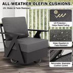 EAGLE PEAK Urban Slate 5 Piece Modern Outdoor Patio Furniture Set, Couch, Swivel Chairs, Coffee Table, and Side Table