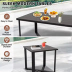 EAGLE PEAK Urban Slate 5 Piece Modern Outdoor Patio Furniture Set, Couch, Swivel Chairs, Coffee Table, and Side Table