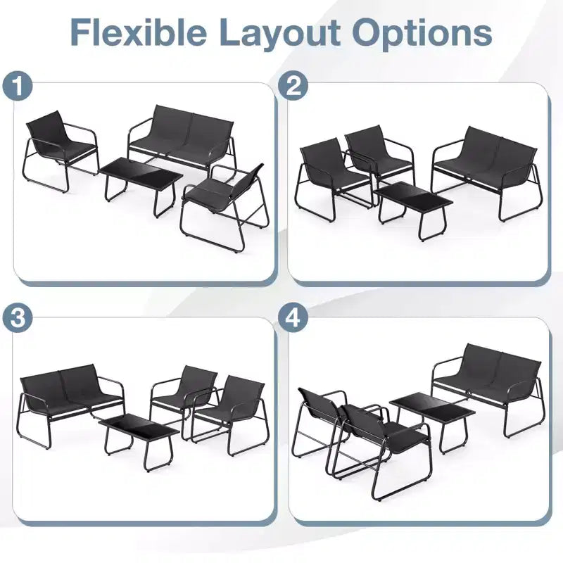 Costway 8 PCS Patio Furniture Set Fabric Lawn Chairs and Loveseat with Coffee Table
