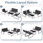 Costway 8 PCS Patio Furniture Set Fabric Lawn Chairs and Loveseat with Coffee Table
