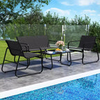 Costway 8 PCS Patio Furniture Set Fabric Lawn Chairs and Loveseat with Coffee Table