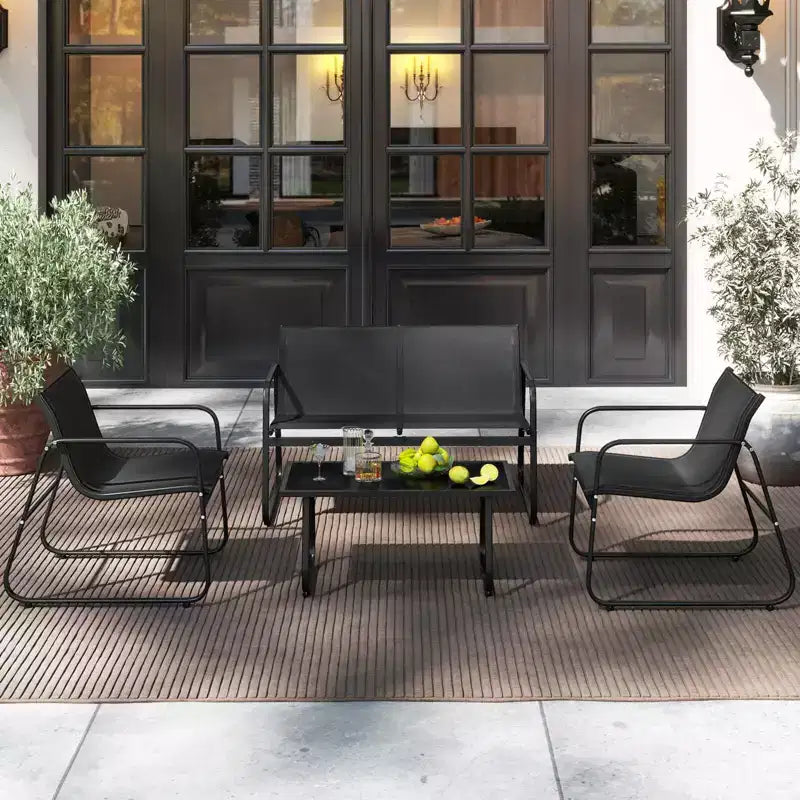 Costway 8 PCS Patio Furniture Set Fabric Lawn Chairs and Loveseat with Coffee Table