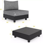 Heynemo 5 Pieces Aluminum Patio Furniture Set, Outdoor Sectional Sofa Conversation Sets with Coffee Table, Modular Armless Chairs Set for Pool, Grey