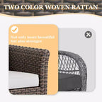 EAGLE PEAK Ocean Vista 6 piece Patio Variated Brown Wicker Conversation Set Dining Chairs, Loveseat