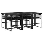 vidaXL Patio Dining Set with Cushions Outdoor Table and Chair Black Poly Rattan