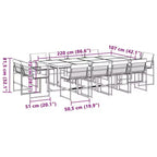 vidaXL Patio Dining Set with Cushions 13-Piece Black Textilene - Space-Saving Foldable Chair Design, UV Resistant, Tempered Glass Table
