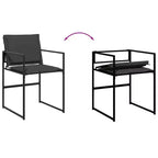 vidaXL 11 Piece Patio Dining Set with Cushions Black Textilene