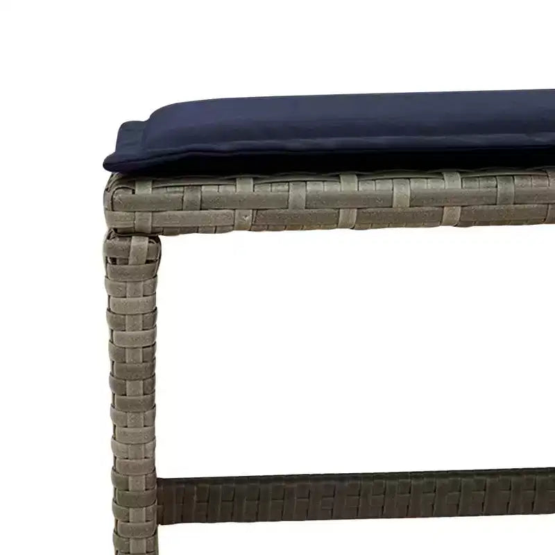 vidaXL Patio Dining Set, 12-Seater, Grey and Navy Blue, Outdoor Poly Rattan and Wood
