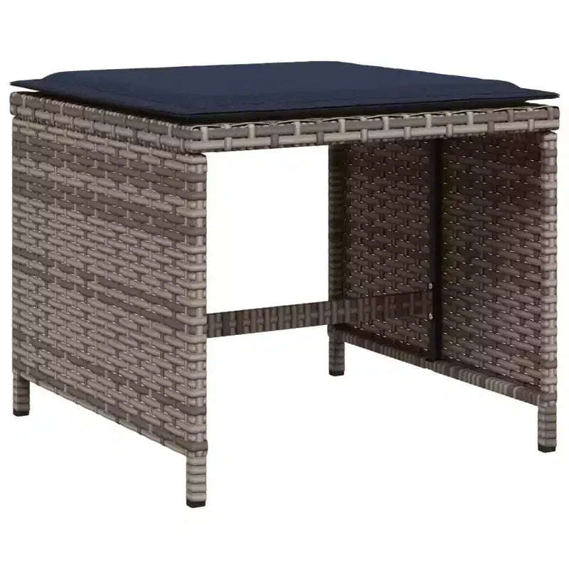 vidaXL Patio Dining Set, 12-Seater, Grey and Navy Blue, Outdoor Poly Rattan and Wood