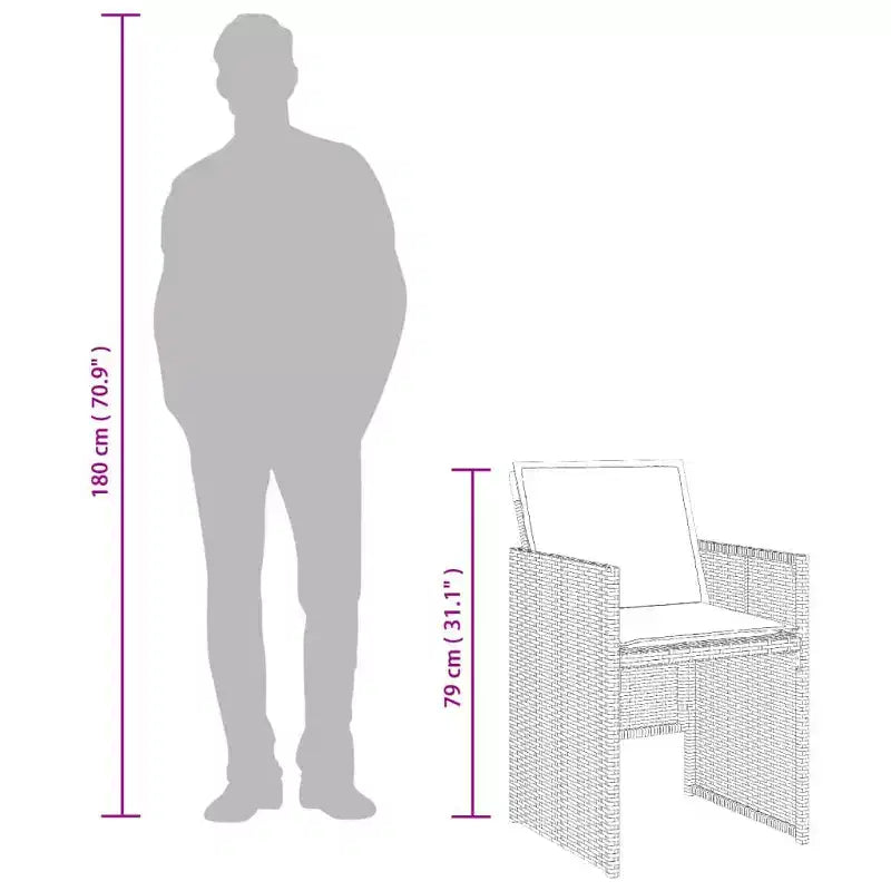 vidaXL Patio Dining Set Set of 12 Grey, Brown, Navy Blue