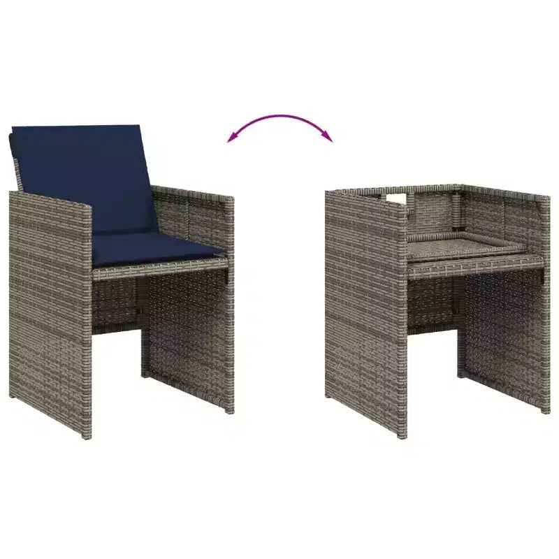 vidaXL Patio Dining Set Set of 12 Grey, Brown, Navy Blue