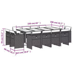 vidaXL Patio Dining Set Set of 12 Grey, Brown, Navy Blue