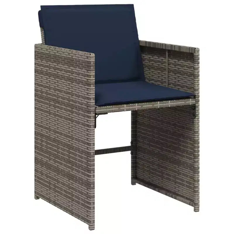 vidaXL Patio Dining Set of 10 Grey PE Rattan 11 Pieces Foldable