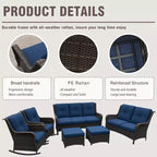 UPTIOT 6-Piece Wicker Outdoor Patio Conversation Set