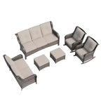 UPTIOT 6-Piece Wicker Outdoor Patio Conversation Set