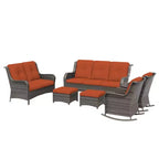 UPTIOT 6-Piece Wicker Outdoor Patio Conversation Set