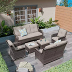 UPTIOT 6-Piece Wicker Outdoor Patio Conversation Set