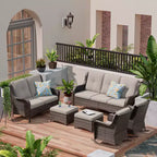 UPTIOT 6-Piece Wicker Outdoor Patio Conversation Set