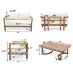 Christopher Knight Home Aston Outdoor Acacia Wood 4 Seater Chat Set with Cushions
