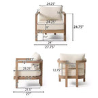 Christopher Knight Home Aston Outdoor Acacia Wood 4 Seater Chat Set with Cushions