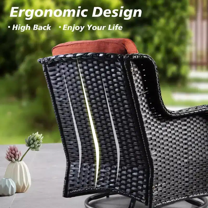 HOMLUX Outdoor Swivel Rocking Chairs with Fire Pit Table Set Patio Furniture Set