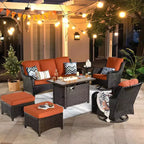 HOMLUX Outdoor Swivel Rocking Chairs with Fire Pit Table Set Patio Furniture Set