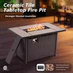 HOMLUX Outdoor Swivel Rocking Chairs with Fire Pit Table Set Patio Furniture Set