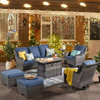 HOMLUX Outdoor Swivel Rocking Chairs with Fire Pit Table Set Patio Furniture Set