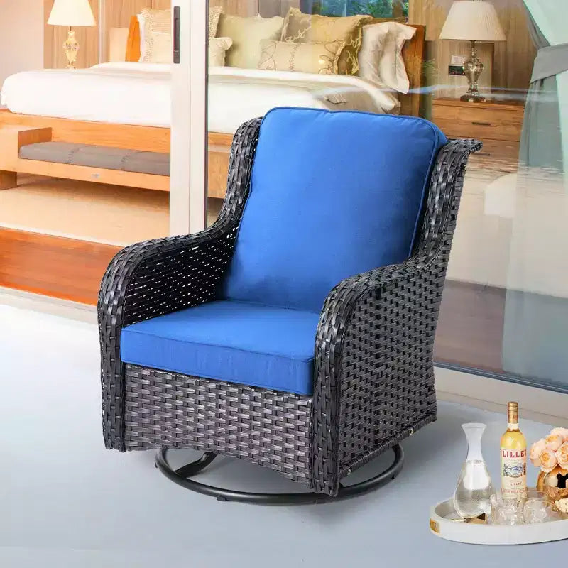 HOMLUX Outdoor Swivel Rocking Chairs with Fire Pit Table Set Patio Furniture Set