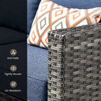 HOMLUX Outdoor Sectional Sofa Set, 5 Pieces Modular Outdoor Wicker Sofa Set with Ottomans, All-Weather Design