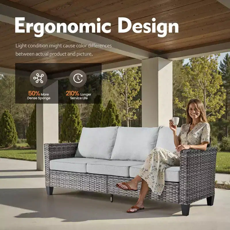 HOMLUX Outdoor Sectional Sofa Set, 5 Pieces Modular Outdoor Wicker Sofa Set with Ottomans, All-Weather Design