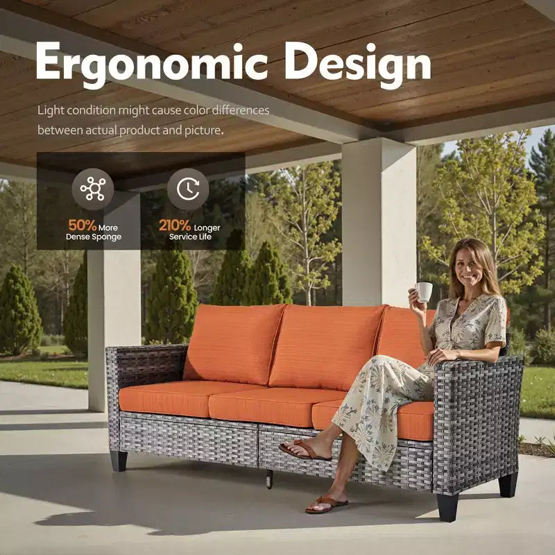 HOMLUX Outdoor Sectional Sofa Set, 5 Pieces Modular Outdoor Wicker Sofa Set with Ottomans, All-Weather Design