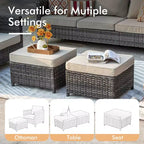 HOMLUX Outdoor Sectional Sofa Set, 5 Pieces Modular Outdoor Wicker Sofa Set with Ottomans, All-Weather Design