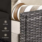 HOMLUX Outdoor Sectional Sofa Set, 5 Pieces Modular Outdoor Wicker Sofa Set with Ottomans, All-Weather Design