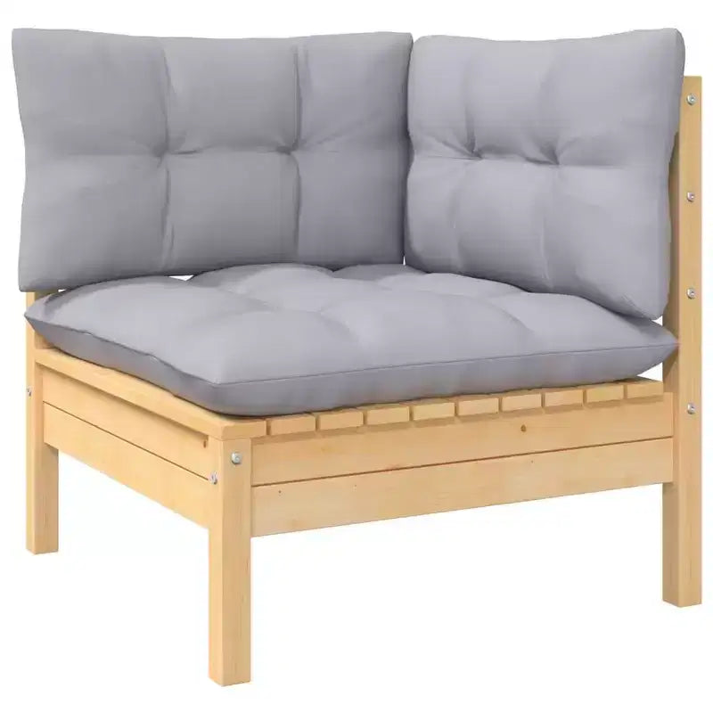 vidaXL Garden Lounge Set Grey Solid pinewood, 100% polyester