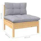 vidaXL Garden Lounge Set Grey Solid pinewood, 100% polyester