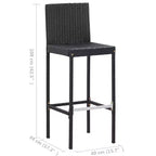 vidaXL Patio Bar Set 7 Piece Outdoor Bar Table and Chairs Poly Rattan Black