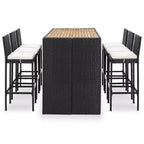 vidaXL Patio Bar Set 7 Piece Outdoor Bar Table and Chairs Poly Rattan Black