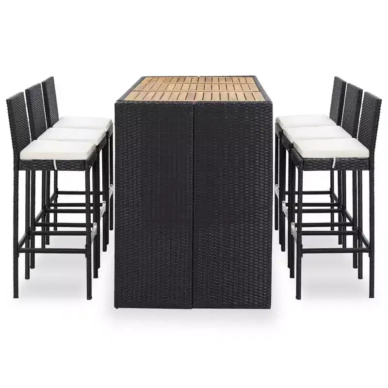 vidaXL Patio Bar Set 7 Piece Outdoor Bar Table and Chairs Poly Rattan Black