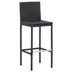 vidaXL Patio Bar Set 7 Piece Outdoor Bar Table and Chairs Poly Rattan Black