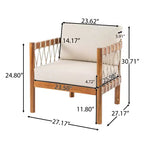 Christopher Knight Home Adalyn 4 Piece Outdoor Aacia Wood Seating Set with Table and Cushions