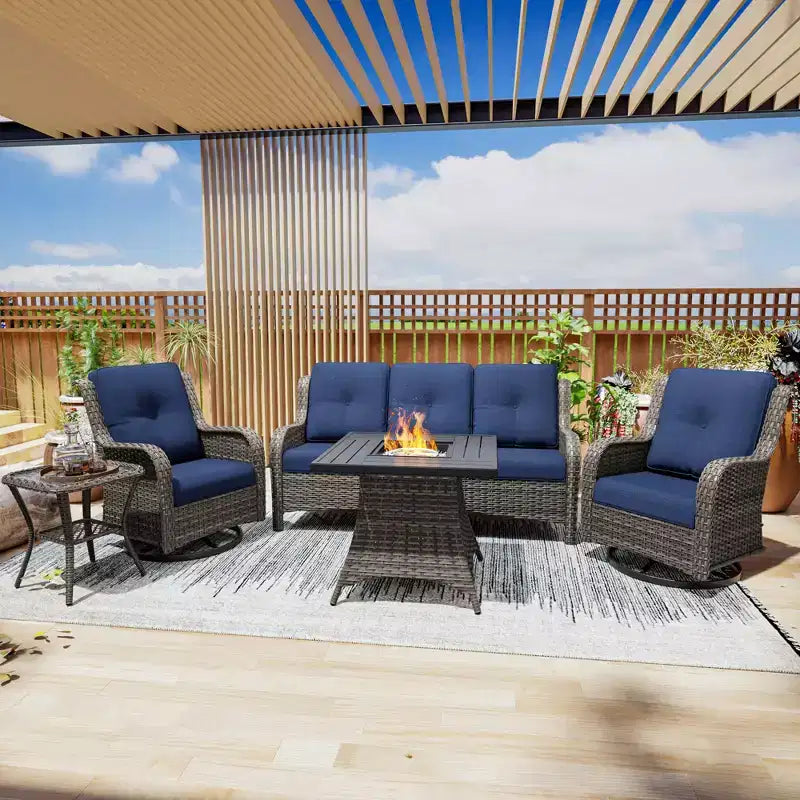 UPTIOT Outdoor Lounge Set with Square Fire Pit